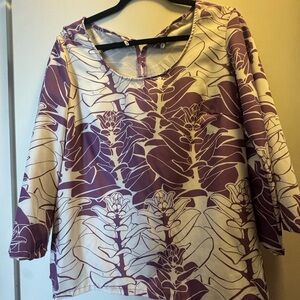 Manaola Purple and Cream Floral Blouse
